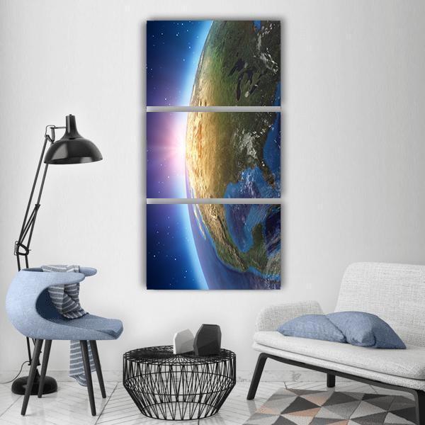 North America From Space Vertical Canvas Wall Art-3 Vertical-Gallery Wrap-12" x 25"-Tiaracle