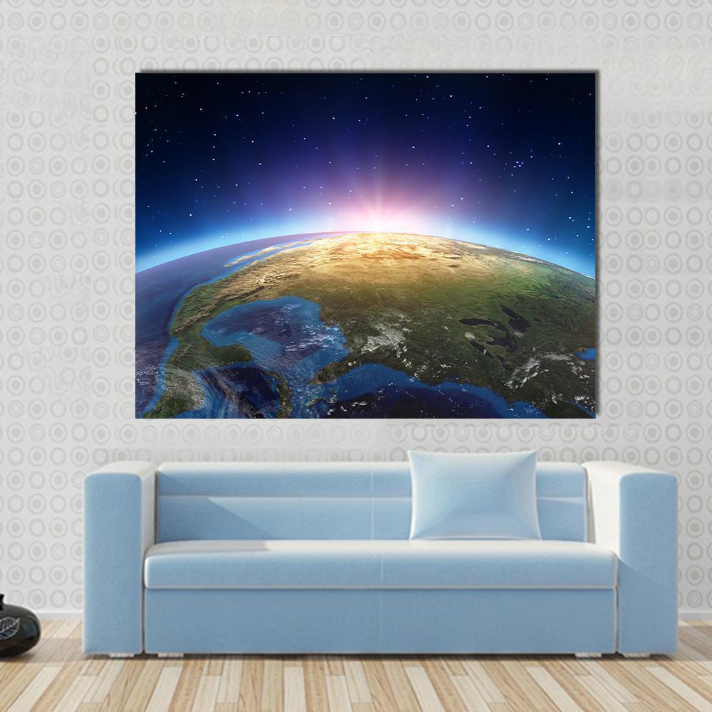 North America From Space Canvas Wall Art-1 Piece-Gallery Wrap-48" x 32"-Tiaracle