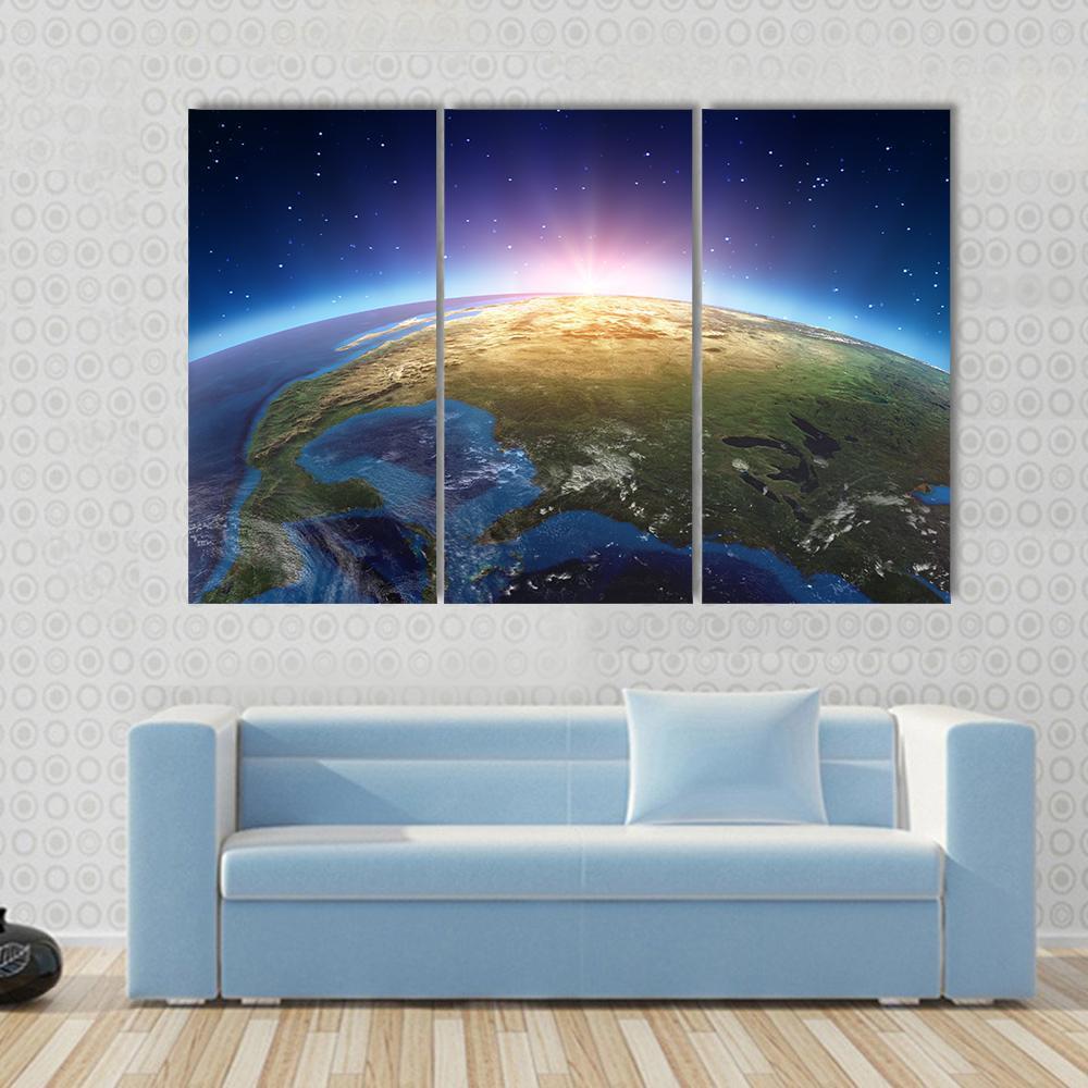 North America From Space Canvas Wall Art-3 Horizontal-Gallery Wrap-37" x 24"-Tiaracle
