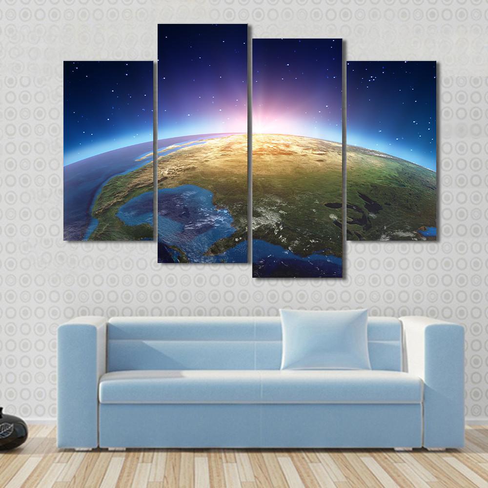 North America From Space Canvas Wall Art-4 Pop-Gallery Wrap-50" x 32"-Tiaracle