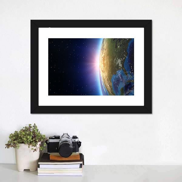 North America From Space Canvas Wall Art-1 Piece-Framed Print-20" x 16"-Tiaracle