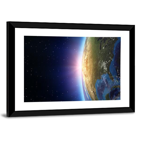 North America From Space Vertical Canvas Wall Art-3 Vertical-Gallery Wrap-12" x 25"-Tiaracle