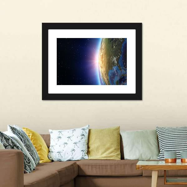 North America From Space Vertical Canvas Wall Art-3 Vertical-Gallery Wrap-12" x 25"-Tiaracle