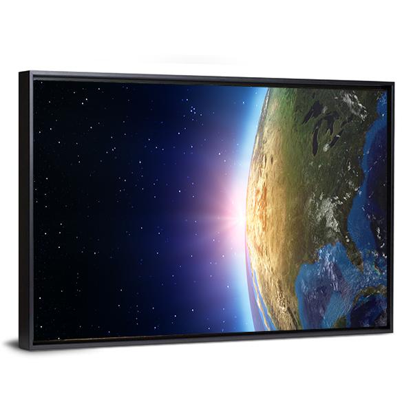 North America From Space Vertical Canvas Wall Art-3 Vertical-Gallery Wrap-12" x 25"-Tiaracle