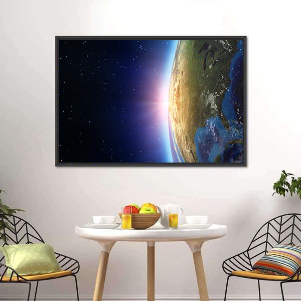 North America From Space Vertical Canvas Wall Art-3 Vertical-Gallery Wrap-12" x 25"-Tiaracle
