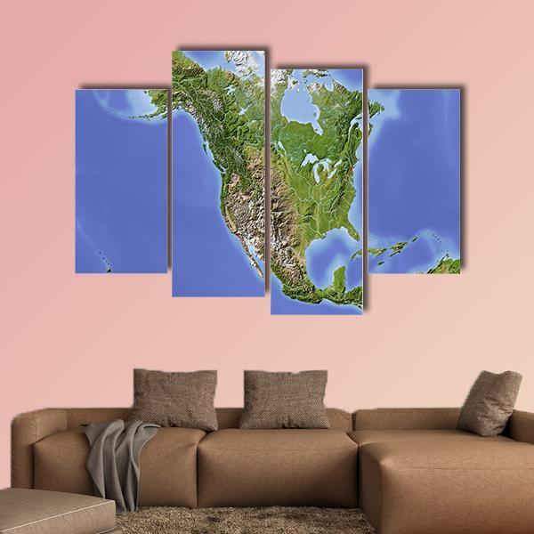 North & Central America Canvas Wall Art-4 Pop-Gallery Wrap-50" x 32"-Tiaracle