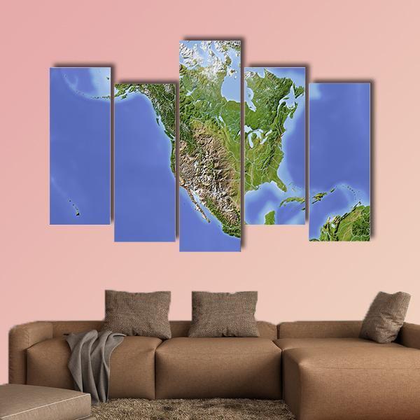 North & Central America Canvas Wall Art-5 Pop-Gallery Wrap-47" x 32"-Tiaracle