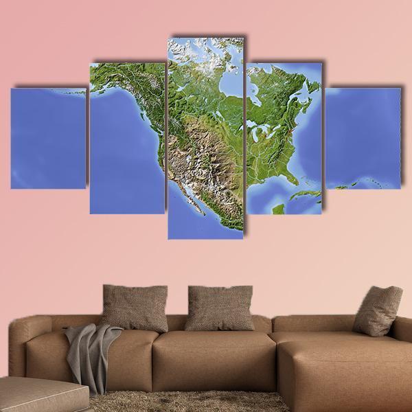 North & Central America Canvas Wall Art-5 Star-Gallery Wrap-62" x 32"-Tiaracle
