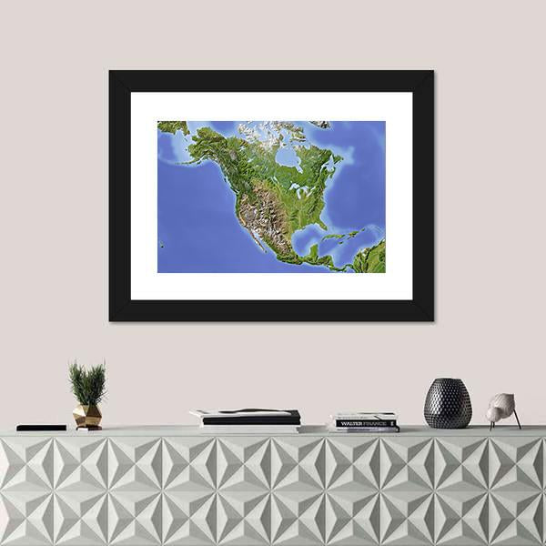North &amp; Central America Canvas Wall Art-1 Piece-Framed Print-20" x 16"-Tiaracle