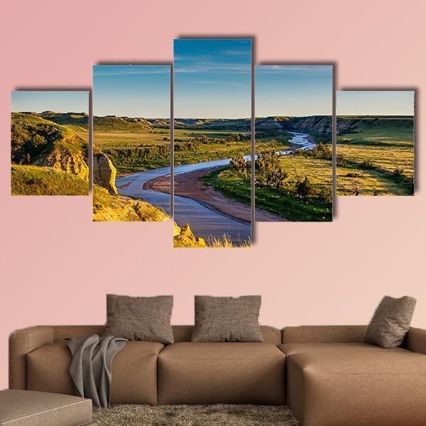 North Dakota Badlands Canvas Wall Art-5 Star-Gallery Wrap-62" x 32"-Tiaracle