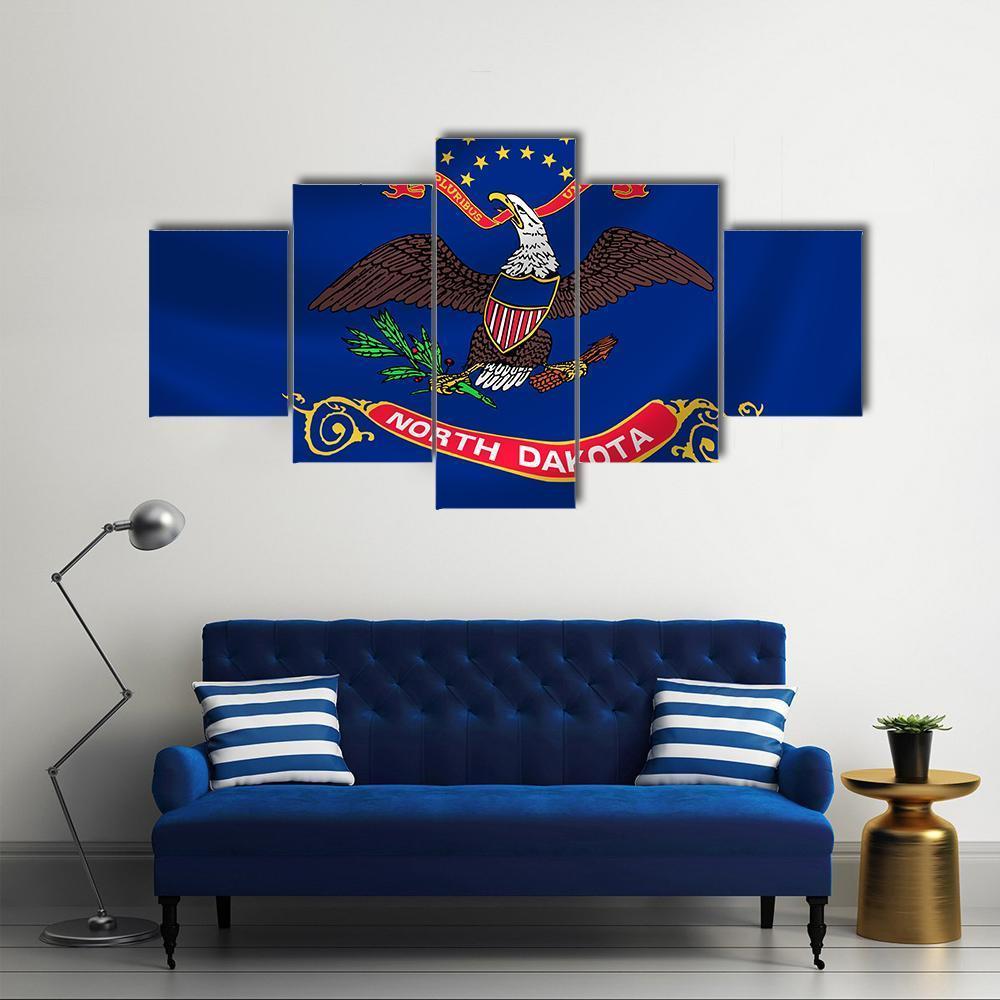 North Dakota Flag Canvas Wall Art-5 Star-Gallery Wrap-62" x 32"-Tiaracle