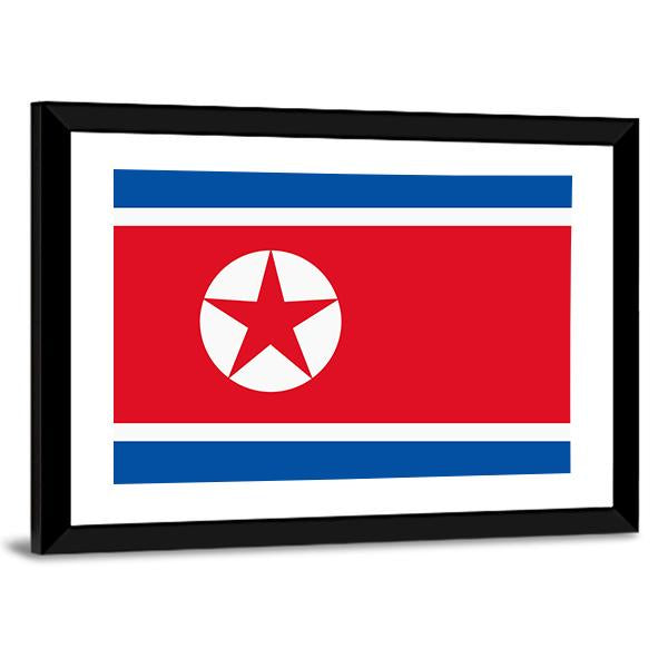North Korea Flag Canvas Wall Art-3 Horizontal-Gallery Wrap-25" x 16"-Tiaracle