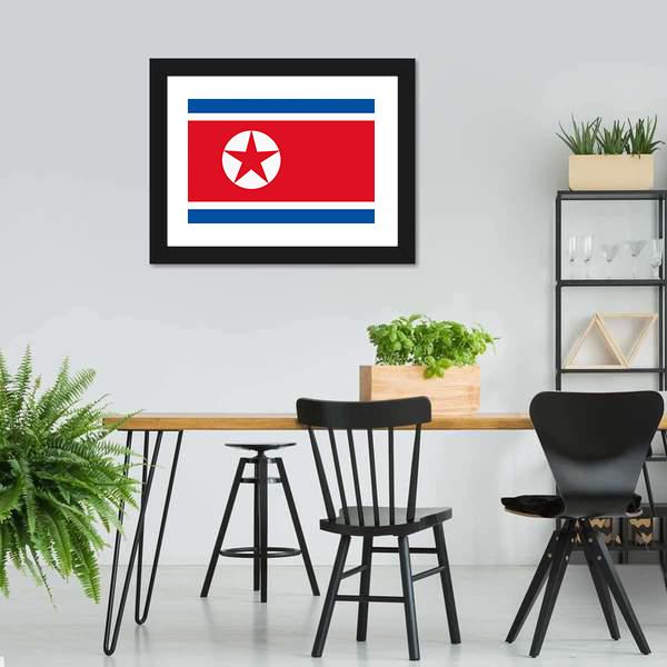 North Korea Flag Canvas Wall Art-3 Horizontal-Gallery Wrap-25" x 16"-Tiaracle