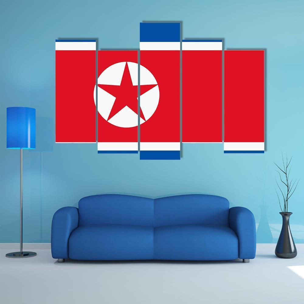 North Korea Flag Canvas Wall Art-5 Pop-Gallery Wrap-47" x 32"-Tiaracle