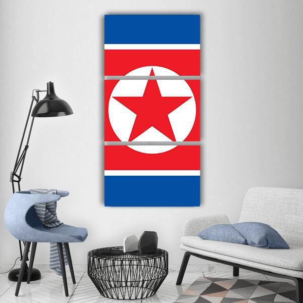 Flag Of North Korea Vertical Canvas Wall Art-3 Vertical-Gallery Wrap-12" x 25"-Tiaracle