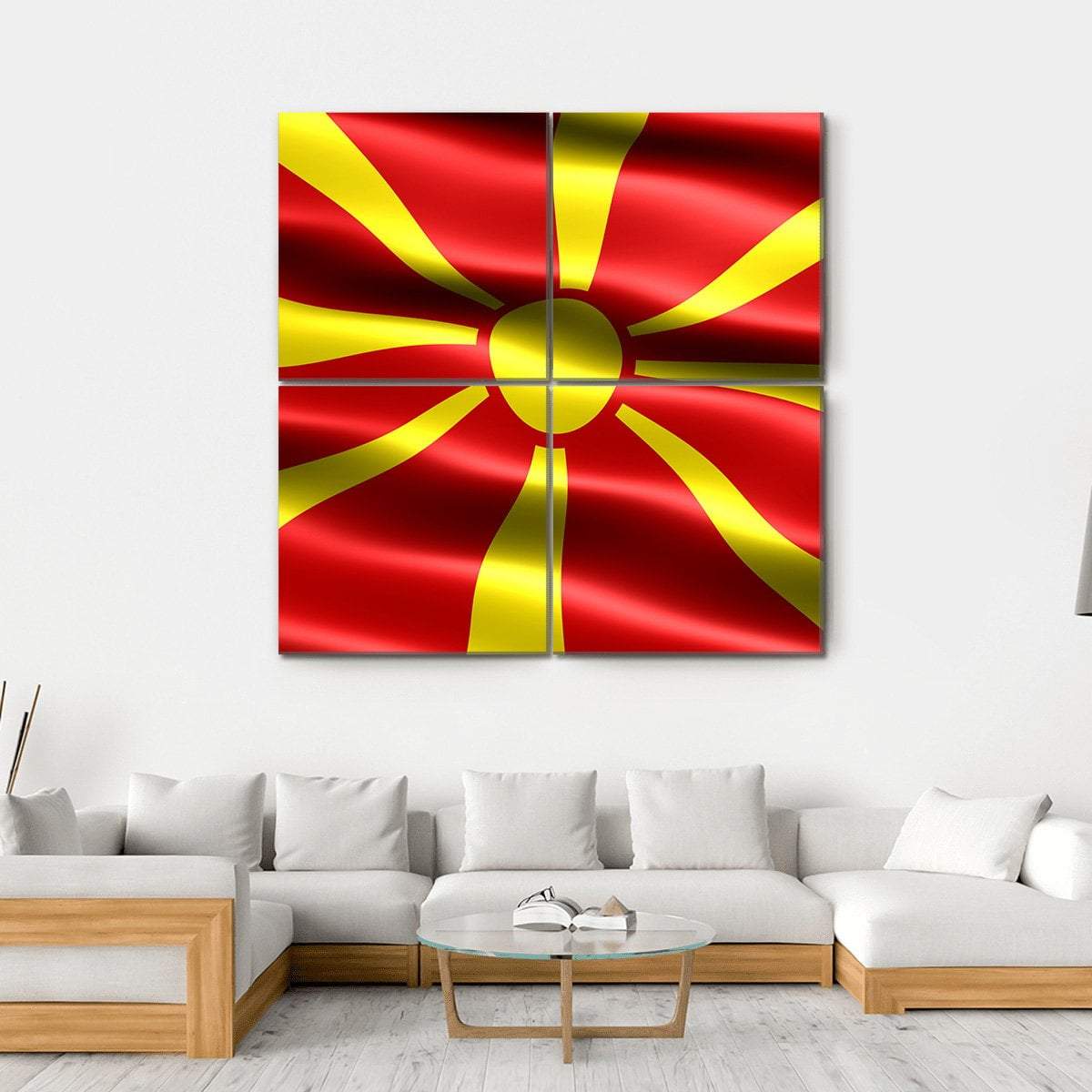 North Macedonia Flag Canvas Wall Art-4 Square-Gallery Wrap-17" x 17"-Tiaracle