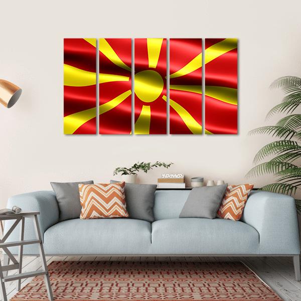 North Macedonia Flag Canvas Wall Art-5 Horizontal-Gallery Wrap-22" x 12"-Tiaracle