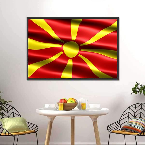North Macedonia Flag Canvas Wall Art-3 Horizontal-Gallery Wrap-25" x 16"-Tiaracle
