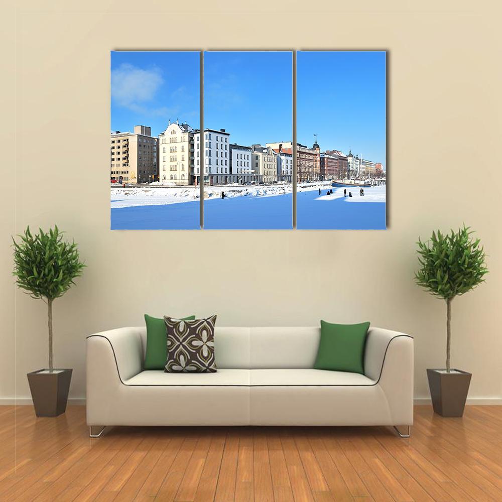 North Quay In Winter Canvas Wall Art-3 Horizontal-Gallery Wrap-37" x 24"-Tiaracle