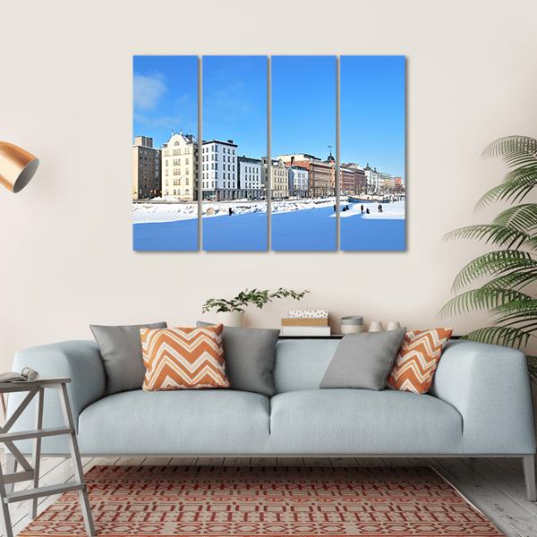 North Quay In Winter Canvas Wall Art-4 Horizontal-Gallery Wrap-34" x 24"-Tiaracle