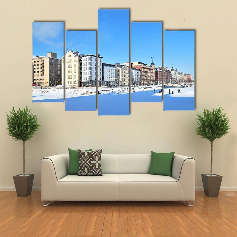 North Quay In Winter Canvas Wall Art-5 Pop-Gallery Wrap-47" x 32"-Tiaracle