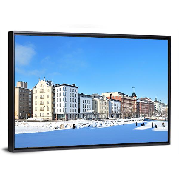 North Quay In Winter Canvas Wall Art-3 Horizontal-Gallery Wrap-25" x 16"-Tiaracle