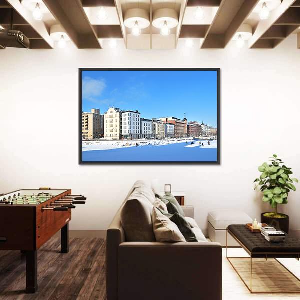North Quay In Winter Canvas Wall Art-3 Horizontal-Gallery Wrap-25" x 16"-Tiaracle