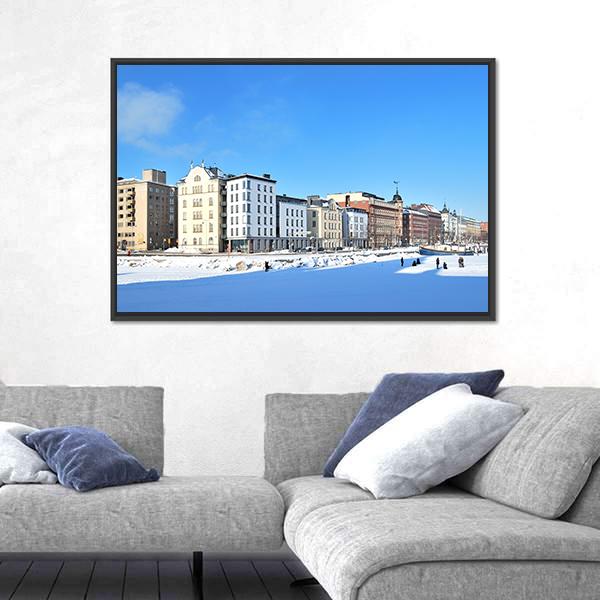 North Quay In Winter Canvas Wall Art-3 Horizontal-Gallery Wrap-25" x 16"-Tiaracle