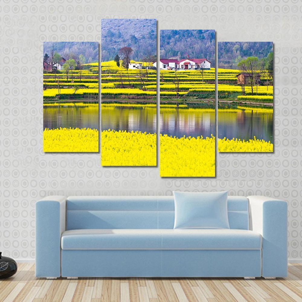 Rural Spring Scenery Canvas Wall Art-4 Pop-Gallery Wrap-50" x 32"-Tiaracle