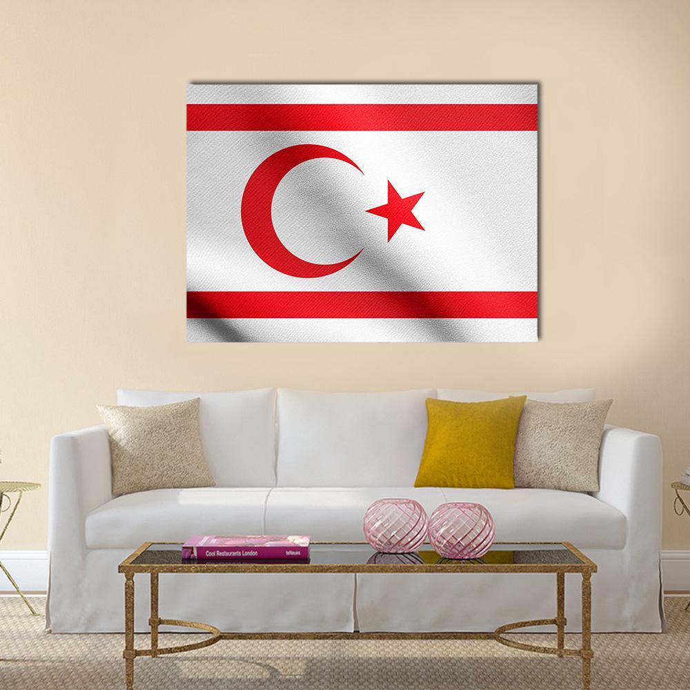 Northern Cyprus Flag Canvas Wall Art-1 Piece-Gallery Wrap-36" x 24"-Tiaracle