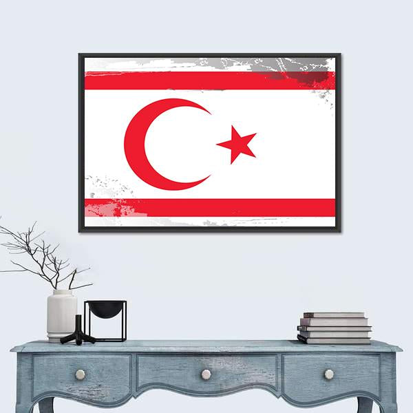 Northern Cyprus Flag Canvas Wall Art-1 Piece-Floating Frame-24" x 16"-Tiaracle