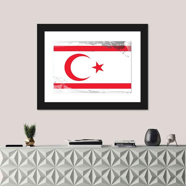 Northern Cyprus Flag Canvas Wall Art-1 Piece-Framed Print-20" x 16"-Tiaracle