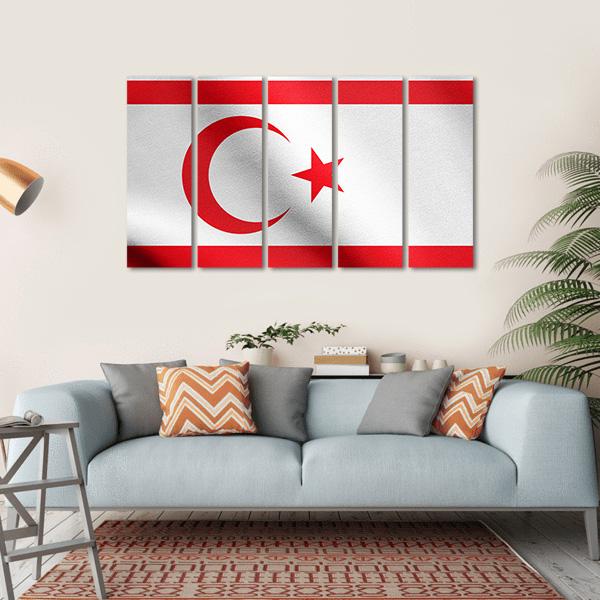 Northern Cyprus Flag Canvas Wall Art-5 Horizontal-Gallery Wrap-22" x 12"-Tiaracle