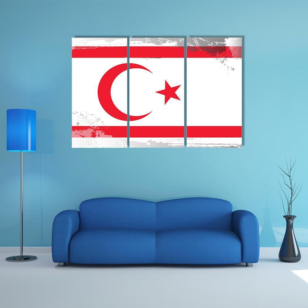 Northern Cyprus Flag Canvas Wall Art-3 Horizontal-Gallery Wrap-37" x 24"-Tiaracle