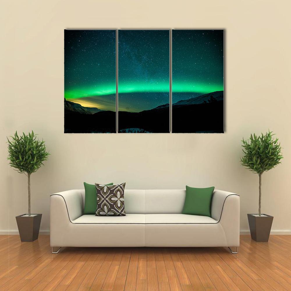 Northern Lights Arc Sweden Canvas Wall Art-3 Horizontal-Gallery Wrap-37" x 24"-Tiaracle
