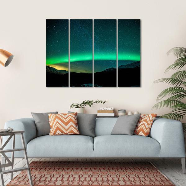 Northern Lights Arc Sweden Canvas Wall Art-4 Horizontal-Gallery Wrap-34" x 24"-Tiaracle