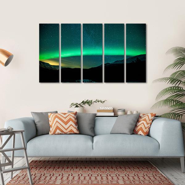 Northern Lights Arc Sweden Canvas Wall Art-5 Horizontal-Gallery Wrap-22" x 12"-Tiaracle