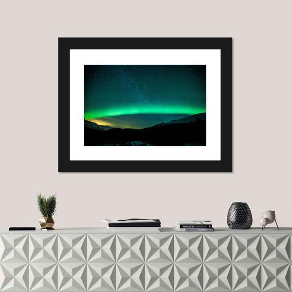 Northern Lights Arc Sweden Canvas Wall Art-1 Piece-Framed Print-20" x 16"-Tiaracle