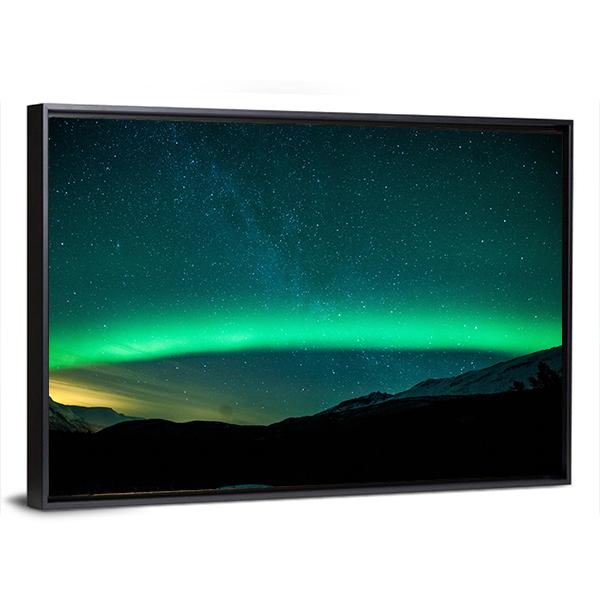 Northern Lights Arc Sweden Canvas Wall Art-3 Horizontal-Gallery Wrap-25" x 16"-Tiaracle