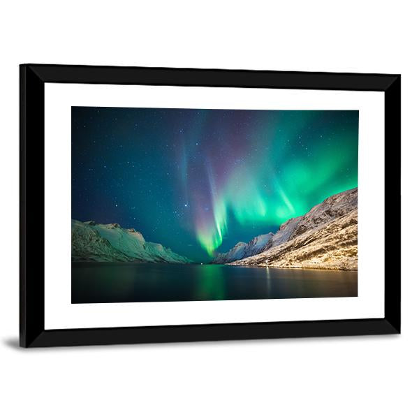 Northern lights at Ersfjordbotn Canvas Wall Art-5 Horizontal-Gallery Wrap-22" x 12"-Tiaracle