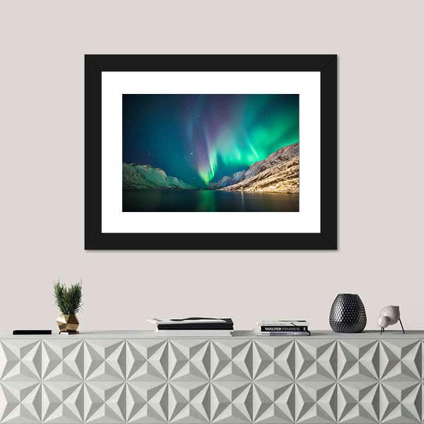 Northern lights at Ersfjordbotn Canvas Wall Art-5 Horizontal-Gallery Wrap-22" x 12"-Tiaracle