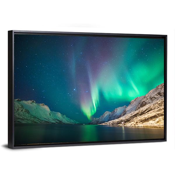 Northern lights at Ersfjordbotn Canvas Wall Art-5 Horizontal-Gallery Wrap-22" x 12"-Tiaracle