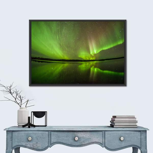 Northern Lights Aurora Borealis Canvas Wall Art-1 Piece-Floating Frame-24" x 16"-Tiaracle