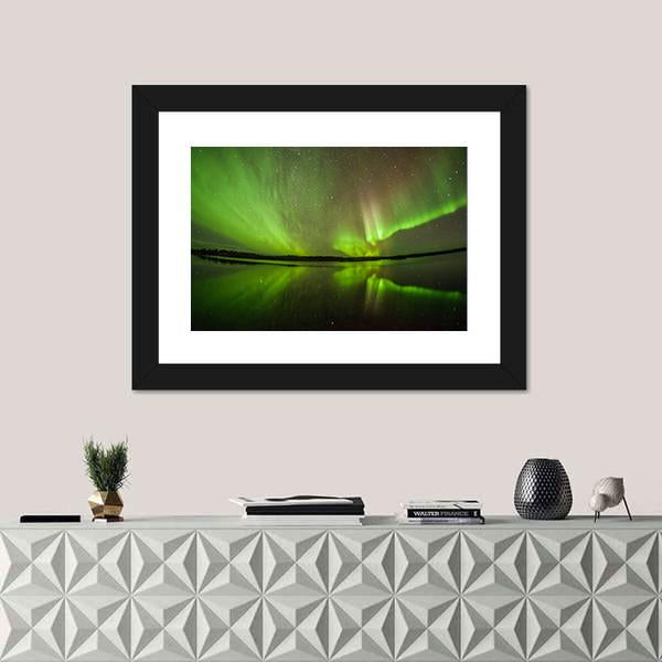 Northern Lights Aurora Borealis Canvas Wall Art-1 Piece-Framed Print-20" x 16"-Tiaracle
