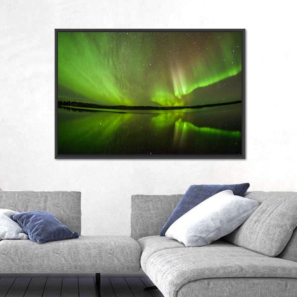 Northern Lights Aurora Borealis Canvas Wall Art-3 Horizontal-Gallery Wrap-25" x 16"-Tiaracle