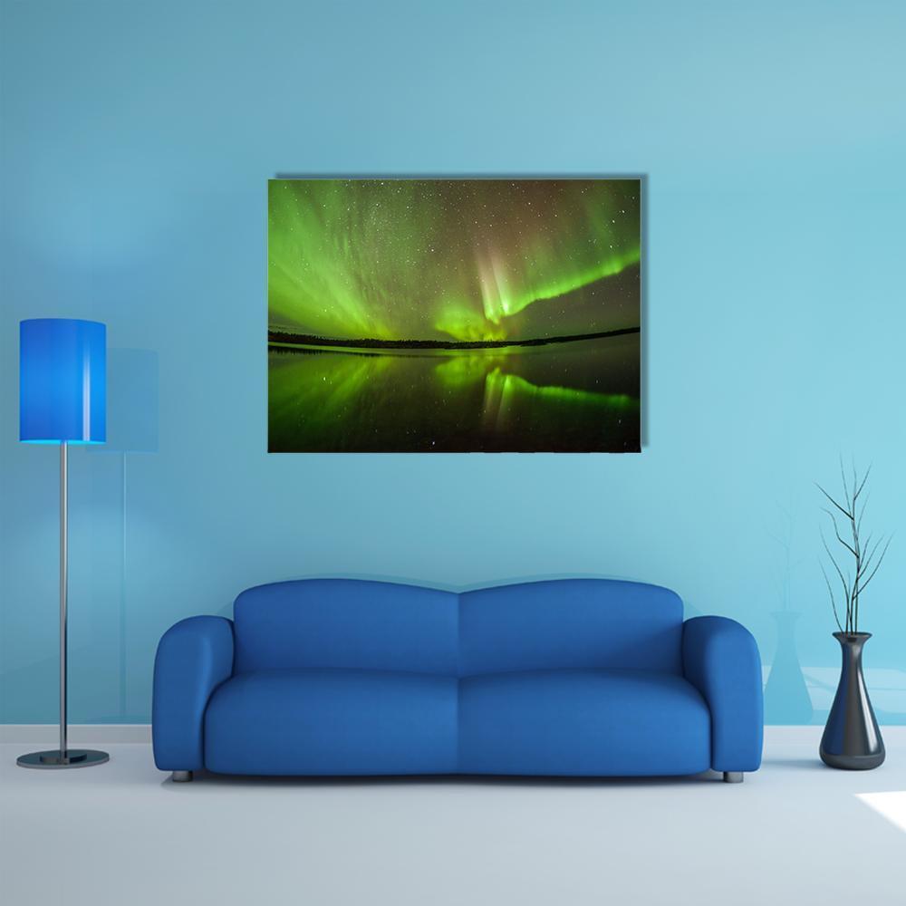 Northern Lights Aurora Borealis Canvas Wall Art-1 Piece-Gallery Wrap-48" x 32"-Tiaracle
