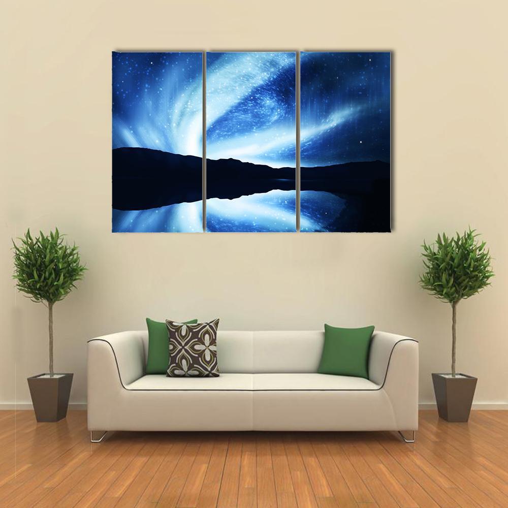 Northern Lights Aurora Canvas Wall Art-3 Horizontal-Gallery Wrap-37" x 24"-Tiaracle