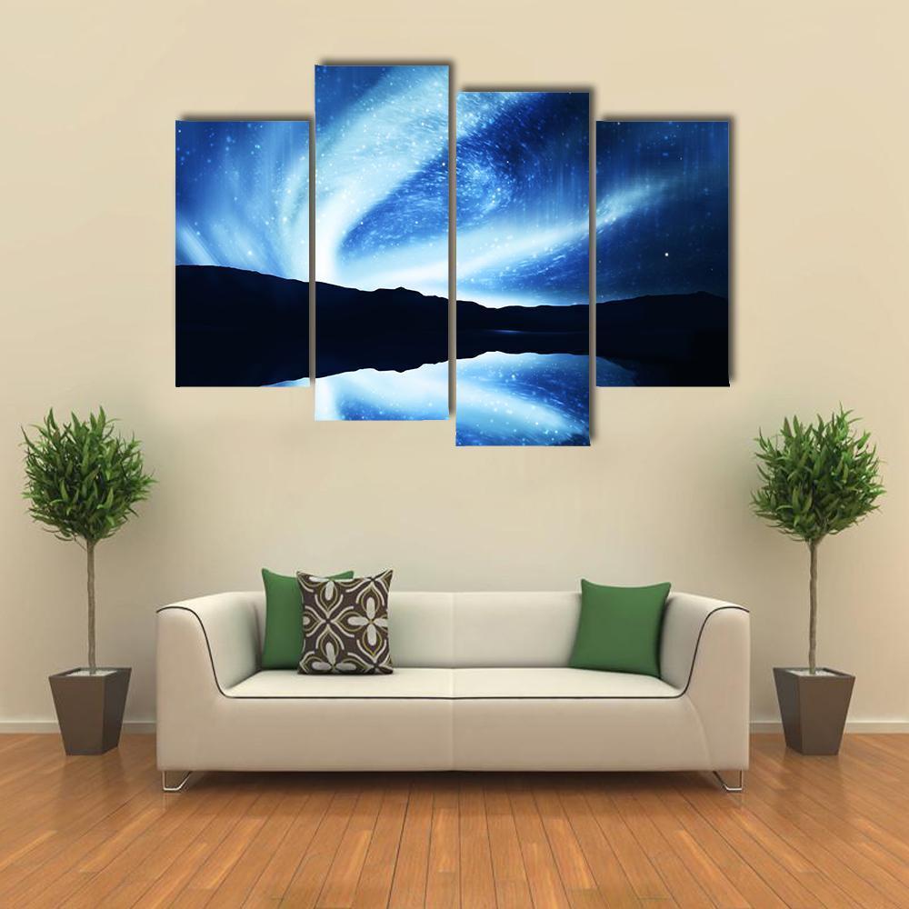 Northern Lights Aurora Canvas Wall Art-4 Pop-Gallery Wrap-50" x 32"-Tiaracle