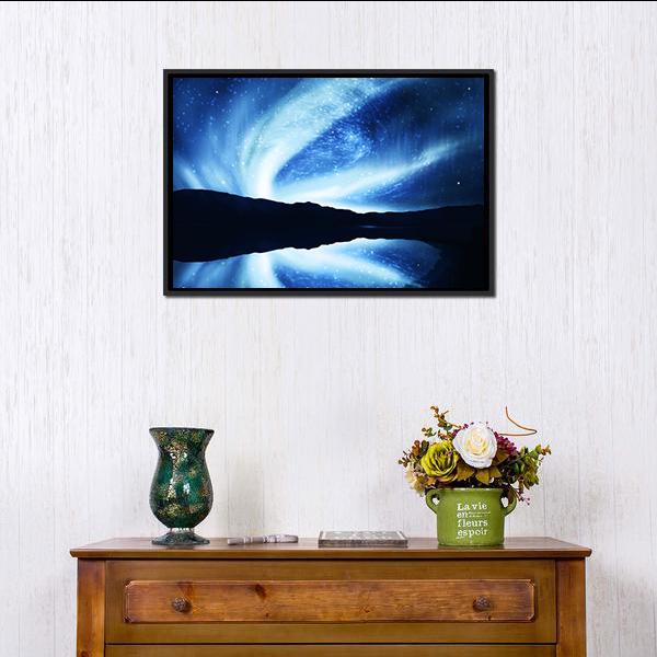 Northern Lights Aurora Canvas Wall Art-1 Piece-Floating Frame-24" x 16"-Tiaracle