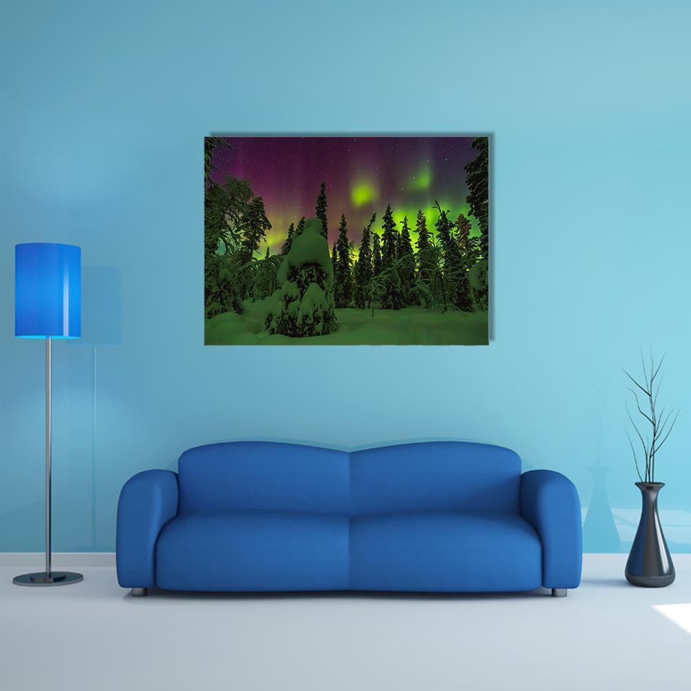 Northern Lights Finish Lapland Canvas Wall Art-5 Horizontal-Gallery Wrap-22" x 12"-Tiaracle